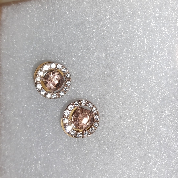 COPY - Beautiful gold color, Real bright stone earrings. NWT - Picture 3 of 3